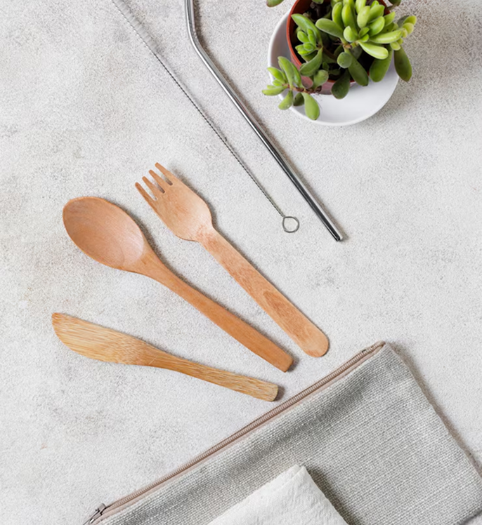 Kit de cubiertos de bambú